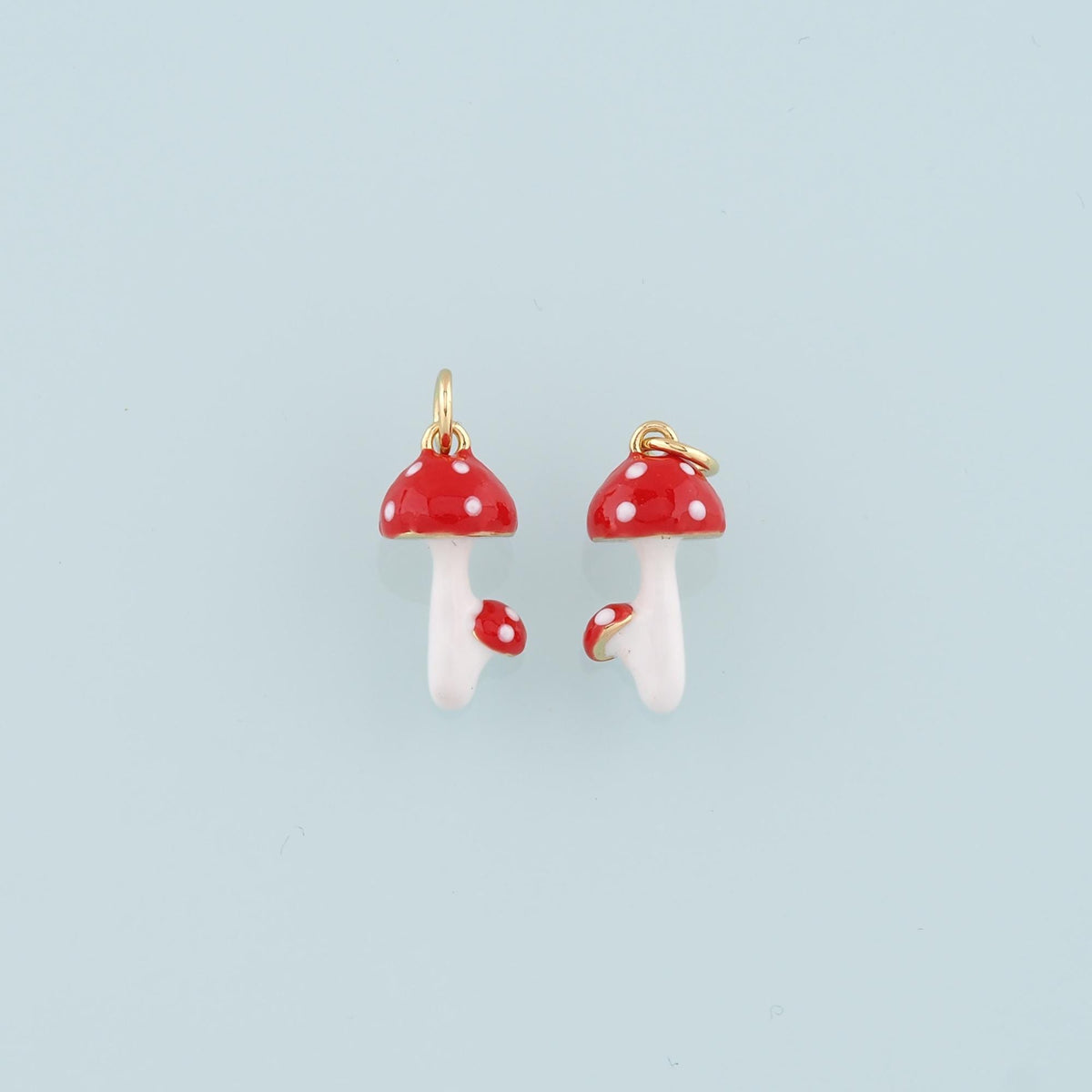 Gold Mushroom Charms,18K Gold Filled Enamel Mushroom Pendant,Kawaii Charm Bracelet Necklace for DIY Jewelry Making Supply