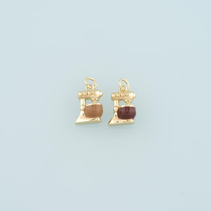 Gold Coffee Charm,18K Gold Filled Coffee Machine Pendant,Enamel Coffee Machine Charm Bracelet Necklace for DIY Jewelry Making