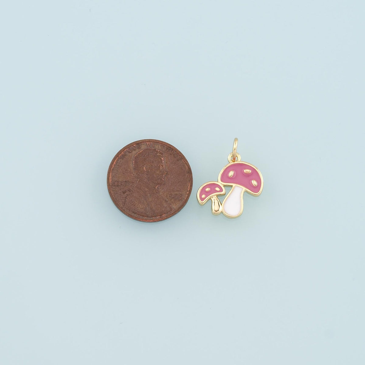 Gold Mushroom Charms,18K Gold Filled Enamel Mushroom Pendant,Kawaii Charm Bracelet Necklace for DIY Jewelry Making Supply