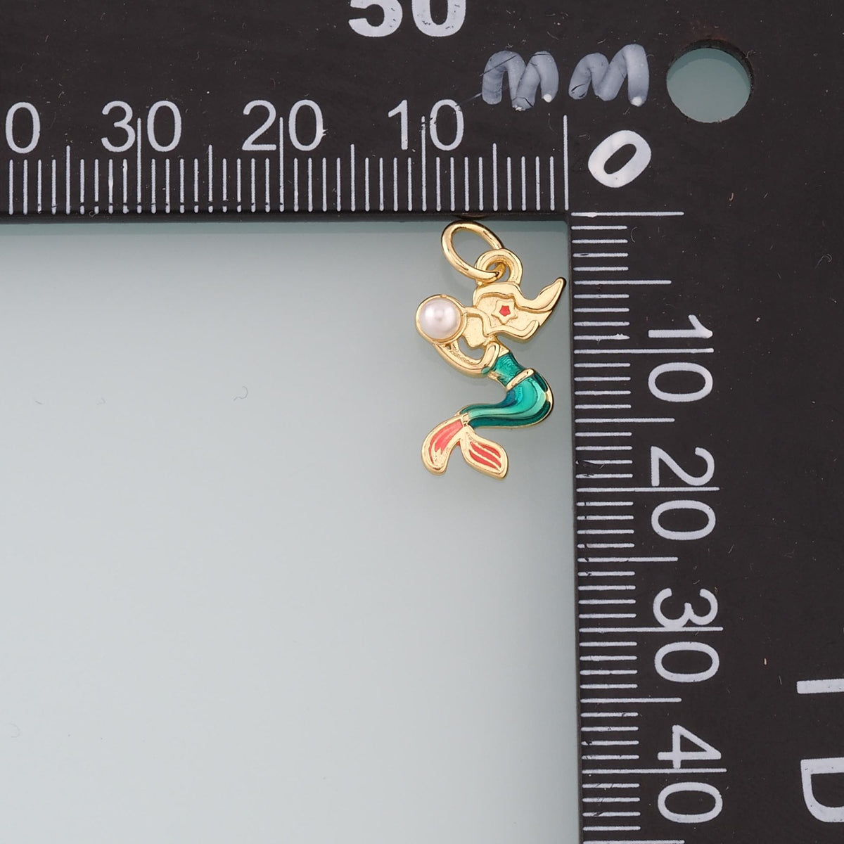 Gold Mermaid Charms,18K Gold Filled Pearl Mermaid Pendant,Enamel Mermaid Charm Bracelet Necklace for DIY Jewelry Making Suppl