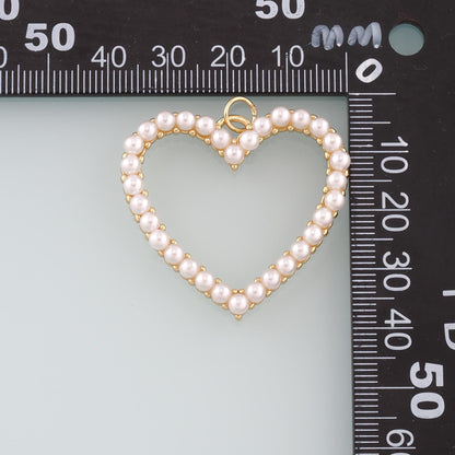 18K Gold Filled Pearl Heart Charm Pendant for Jewelry Making