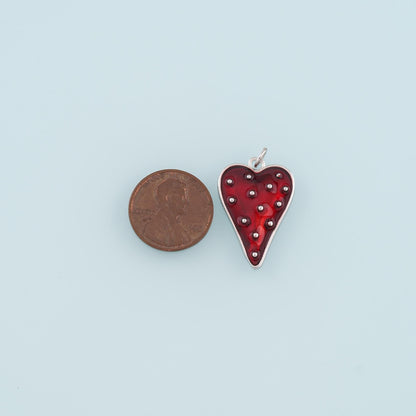 18K Gold Filled Heart Pendant,Enamel Heart Charm Bracelet Necklace for DIY Jewelry Making Supply