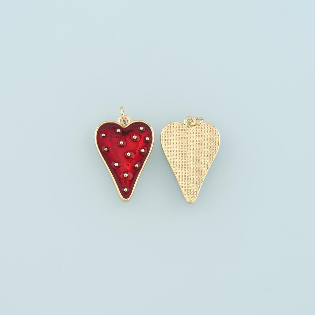 18K Gold Filled Heart Pendant,Enamel Heart Charm Bracelet Necklace for DIY Jewelry Making Supply