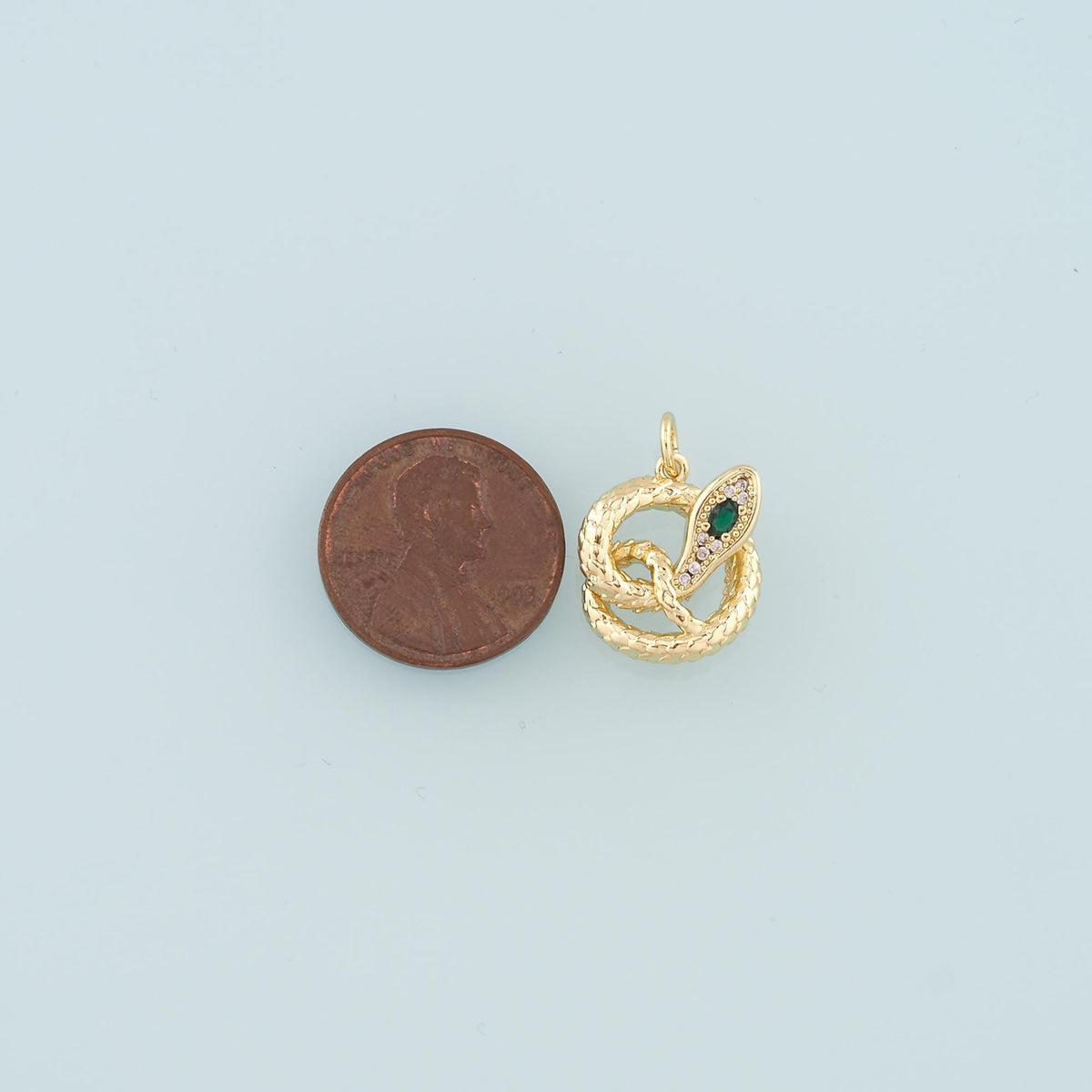 18K Gold Filled Snake CZ Charm Pendant for Jewelry Making