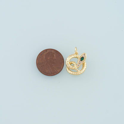18K Gold Filled Snake CZ Charm Pendant for Jewelry Making