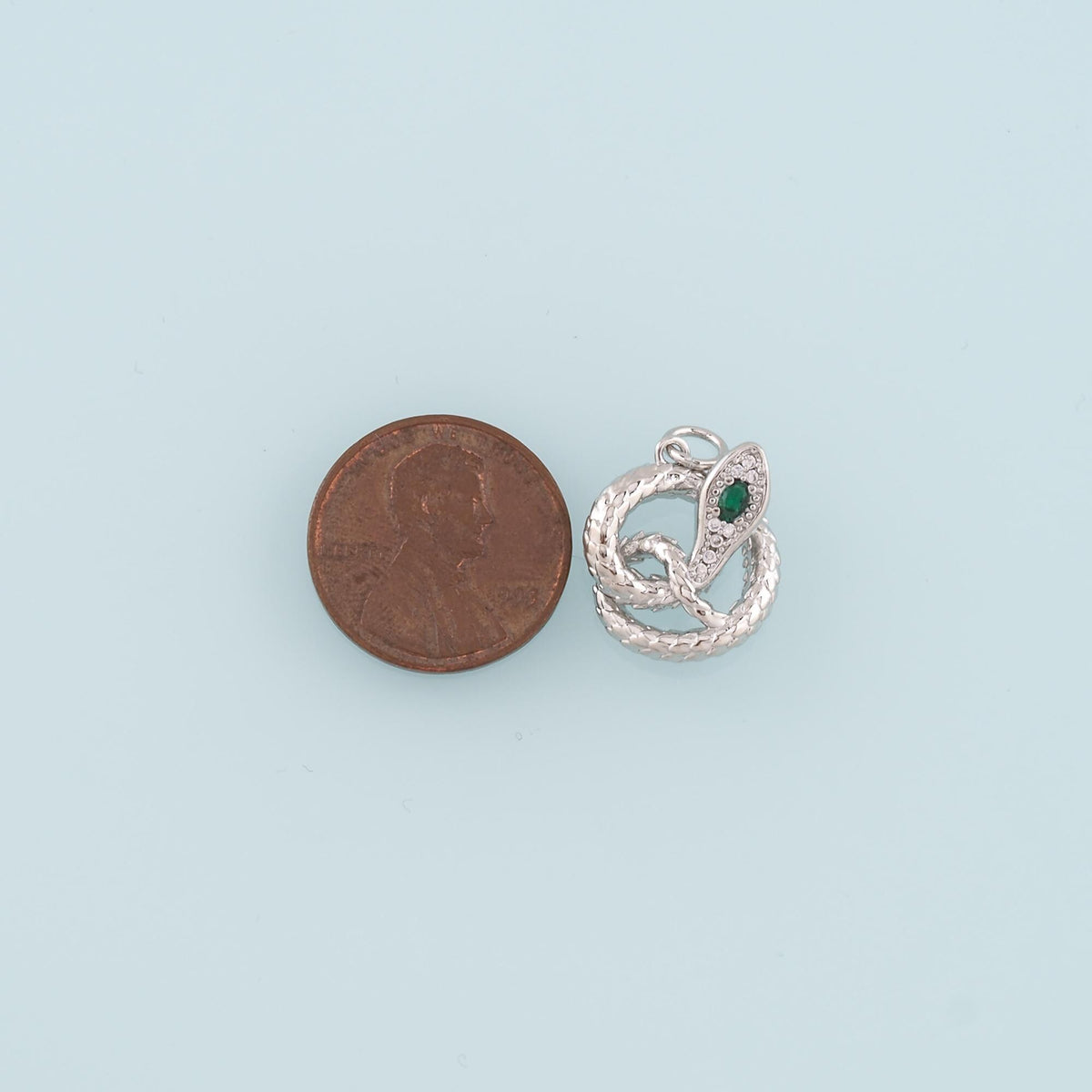 18K Gold Filled Snake CZ Charm Pendant for Jewelry Making