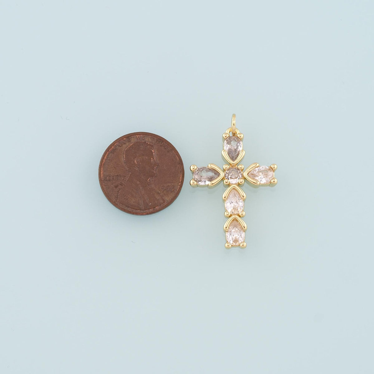 Gold Cross Charms,18K Gold Filled Cross Pendant,Religion Charm Bracelet Necklace for DIY Jewelry Making Supply