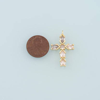 Gold Cross Charms,18K Gold Filled Cross Pendant,Religion Charm Bracelet Necklace for DIY Jewelry Making Supply
