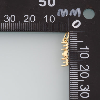 18K Gold Filled Mom Pendant,Mom Charm Bracelet Necklace for DIY Jewelry Making Supply