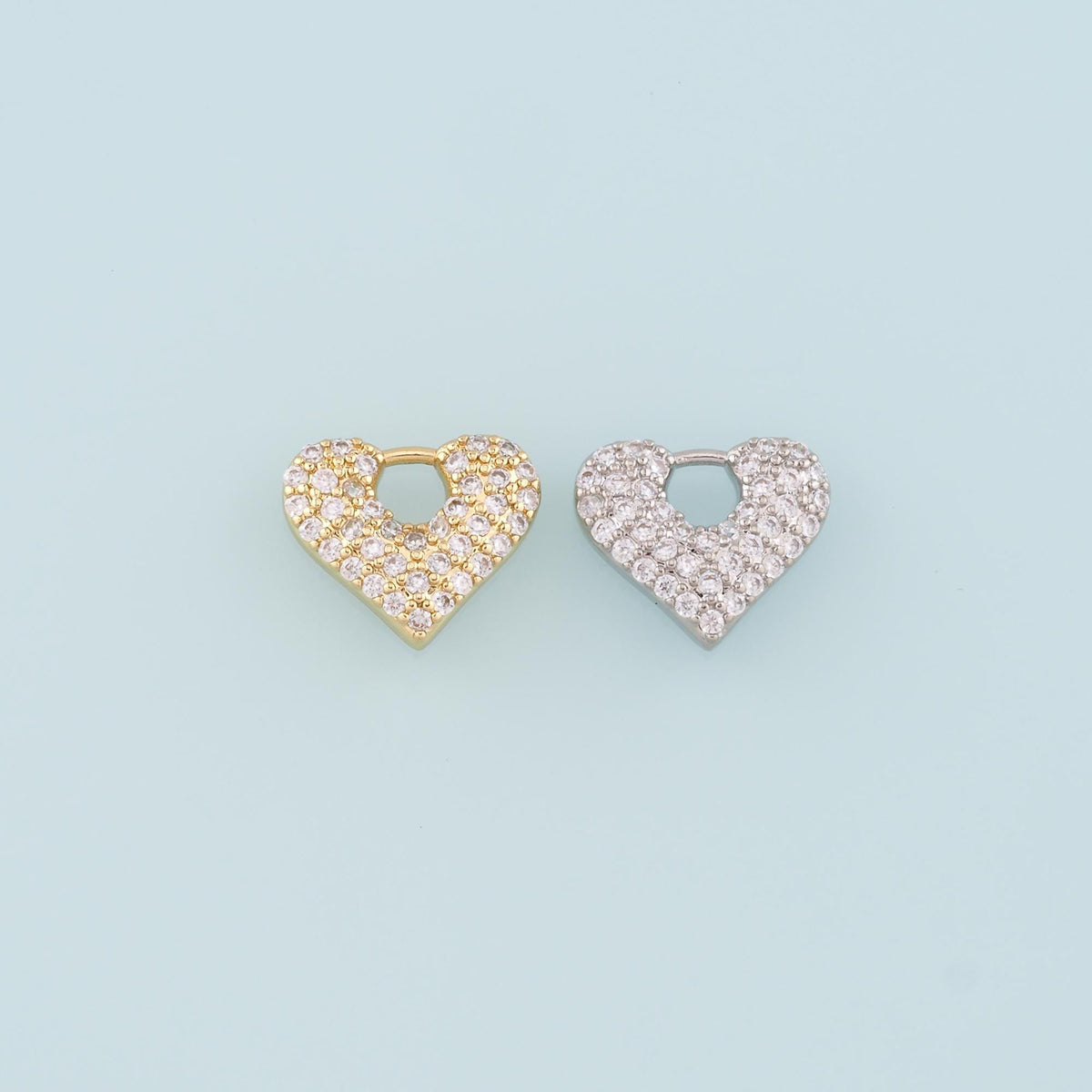 18K Gold Filled Heart Pendant,CZ Micro Pave Heart Charm Bracelet Necklace for DIY Jewelry Making Supply