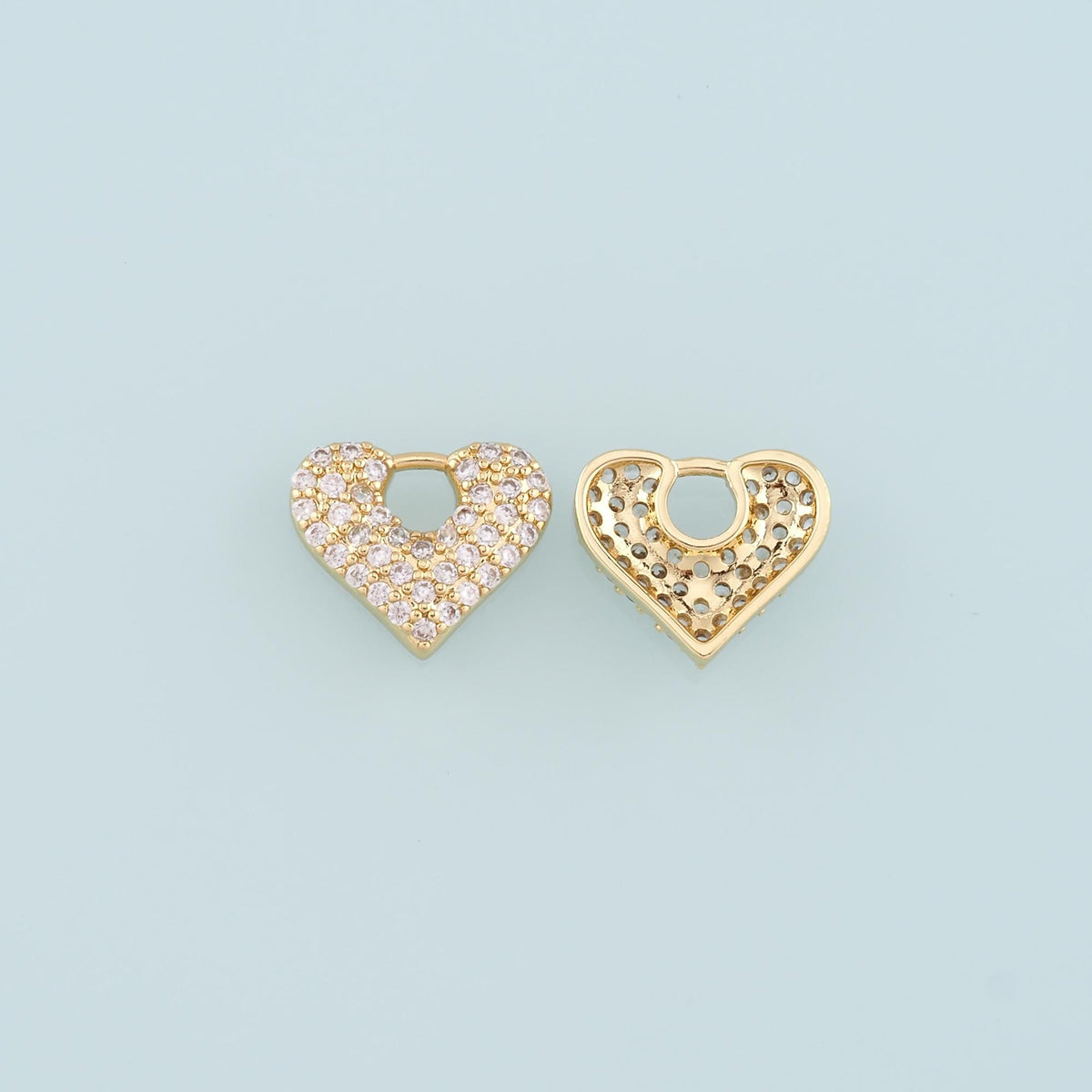 18K Gold Filled Heart Pendant,CZ Micro Pave Heart Charm Bracelet Necklace for DIY Jewelry Making Supply
