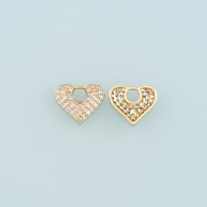 18K Gold Filled Heart Pendant,CZ Micro Pave Heart Charm Bracelet Necklace for DIY Jewelry Making Supply