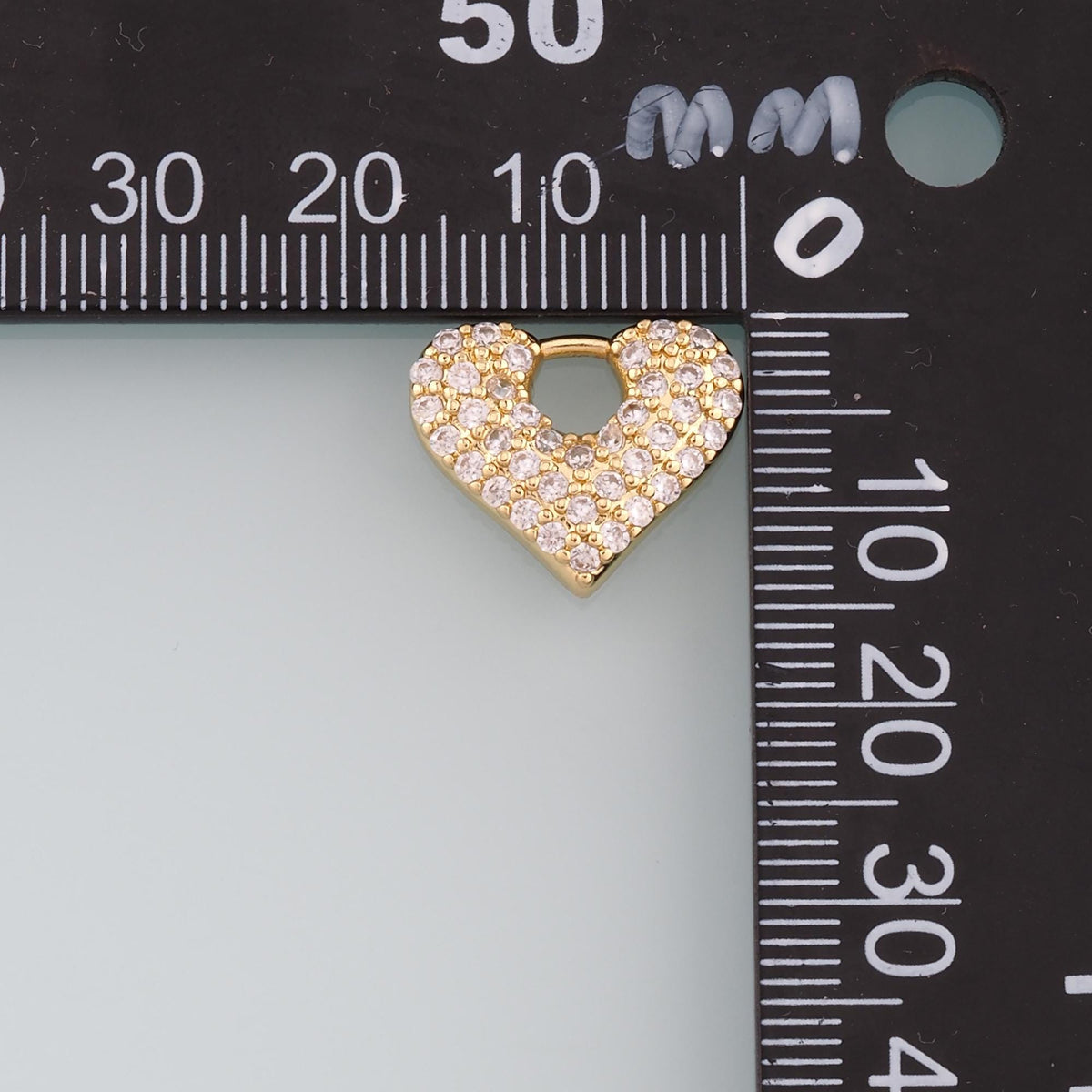18K Gold Filled Heart Pendant,CZ Micro Pave Heart Charm Bracelet Necklace for DIY Jewelry Making Supply