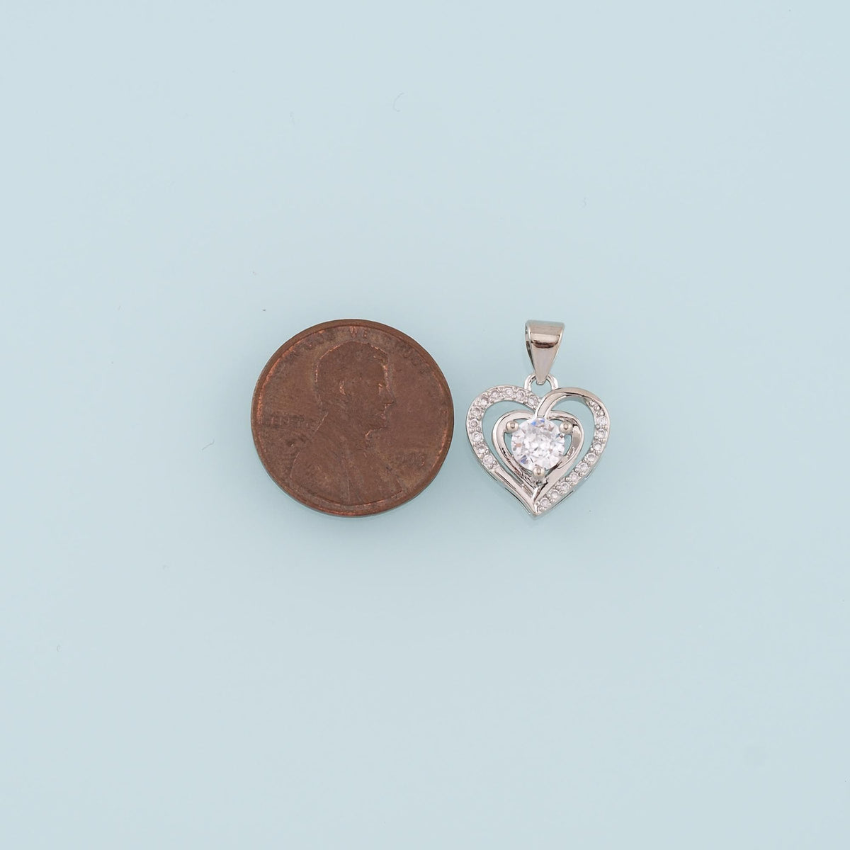 18K Gold Filled Heart Pendant,CZ Micro Pave Heart Charm Bracelet Necklace for DIY Jewelry Making Supply