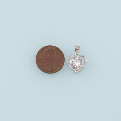 18K Gold Filled Heart Pendant,CZ Micro Pave Heart Charm Bracelet Necklace for DIY Jewelry Making Supply