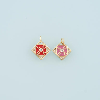 18K Gold Filled Love Enamel Charm Pendant for Jewelry Making