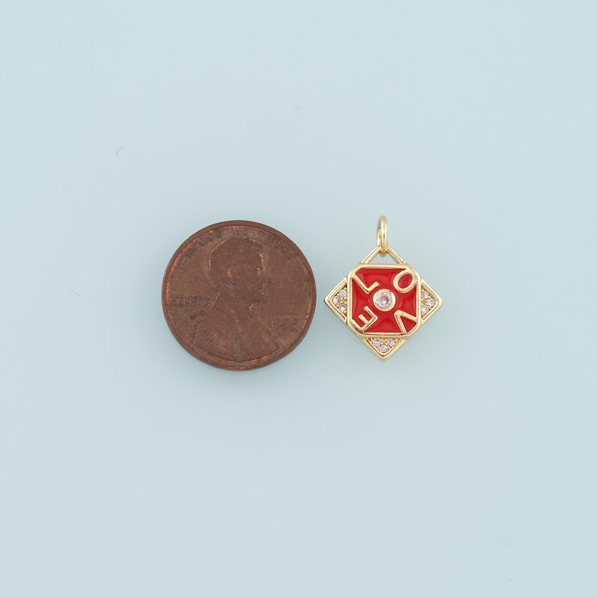 18K Gold Filled Love Enamel Charm Pendant for Jewelry Making