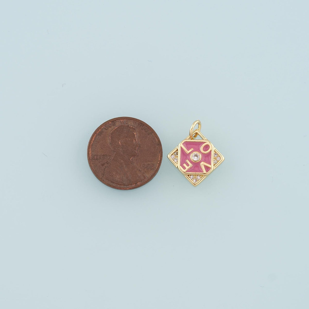 18K Gold Filled Love Enamel Charm Pendant for Jewelry Making