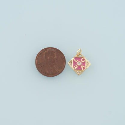 18K Gold Filled Love Enamel Charm Pendant for Jewelry Making