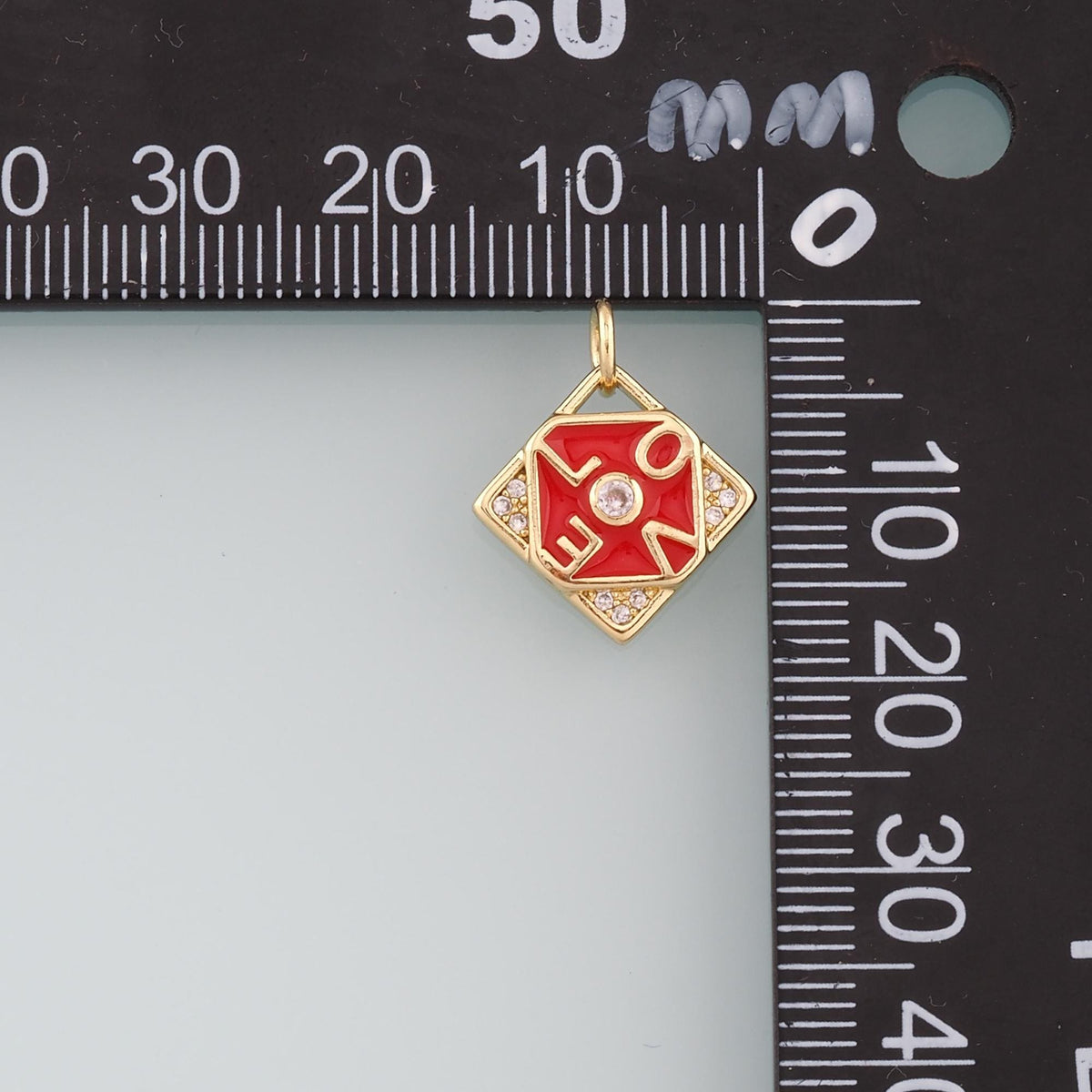 18K Gold Filled Love Pendant,Enamel Love Charm Bracelet Necklace for DIY Jewelry Making Supply