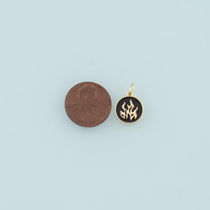 18K Gold Fille Flame Pendant,Enamel Fire Element Charm Bracelet Necklace for DIY Jewelry Making Supply