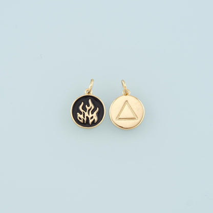 18K Gold Fille Flame Pendant,Enamel Fire Element Charm Bracelet Necklace for DIY Jewelry Making Supply