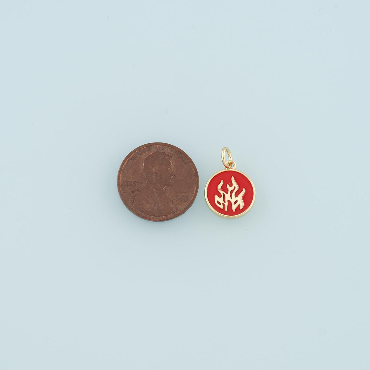 18K Gold Fille Flame Pendant,Enamel Fire Element Charm Bracelet Necklace for DIY Jewelry Making Supply