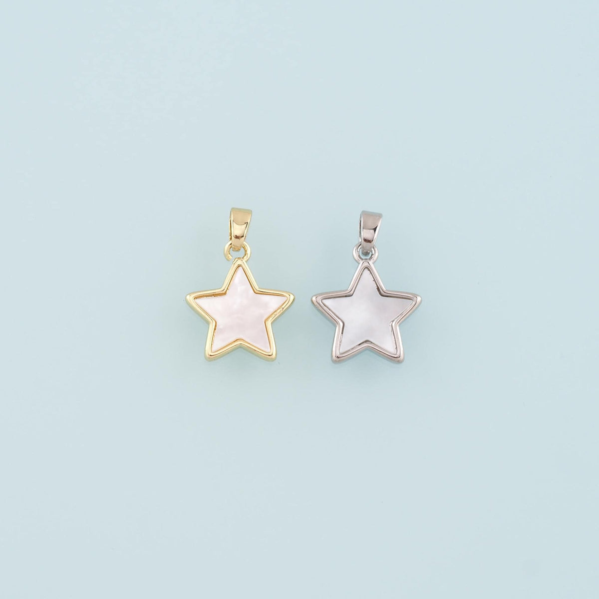 18K Gold Filled Shell Star Pendant,Celestial Charm Bracelet Necklace for DIY Jewelry Making Supply