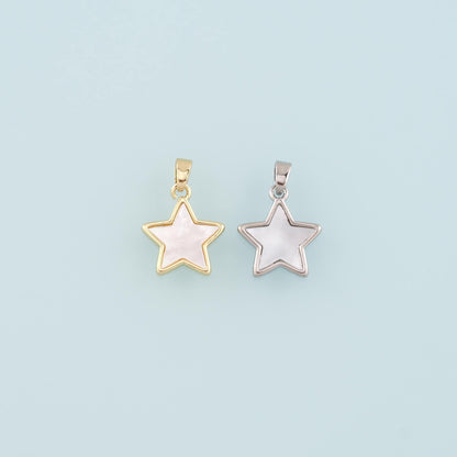 18K Gold Filled Shell Star Pendant,Celestial Charm Bracelet Necklace for DIY Jewelry Making Supply
