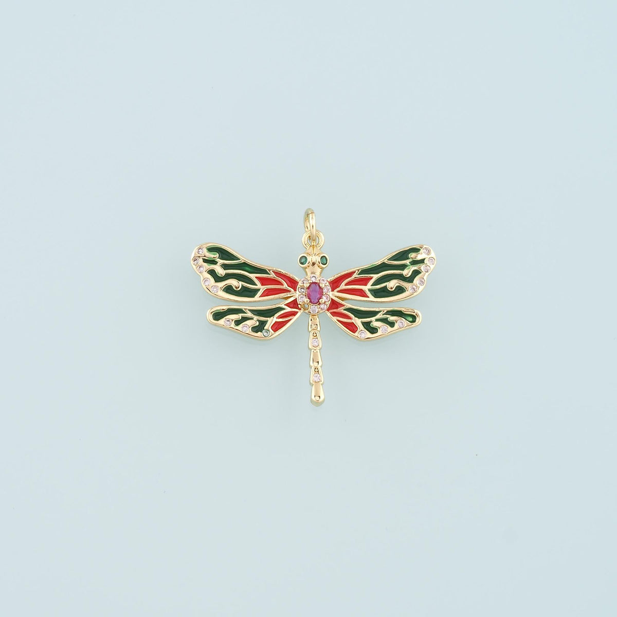 Gold Dragonfly Charms,18K Gold Filled Dragonfly Pendant,Enamel Dragonfly Charm Bracelet Necklace for DIY Jewelry Making Suppl