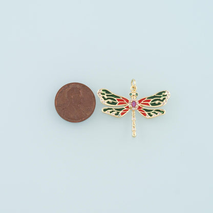 Gold Dragonfly Charms,18K Gold Filled Dragonfly Pendant,Enamel Dragonfly Charm Bracelet Necklace for DIY Jewelry Making Suppl