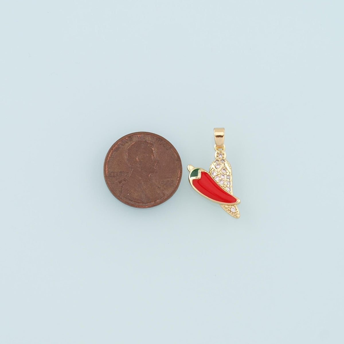 18K Gold Filled Chili Pendant,Enamel Pepper Charm Bracelet Necklace for DIY Jewelry Making Supply