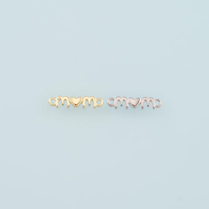 18K Gold Filled Mom Connector,Mom Charm Bracelet Necklace for DIY Jewelry Making Supply