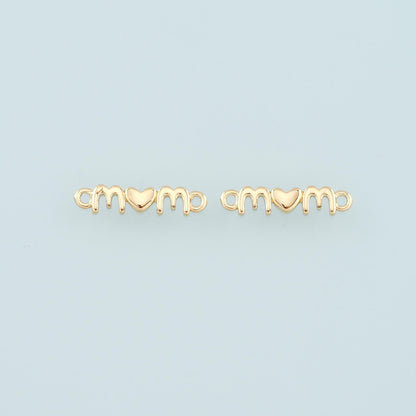 18K Gold Filled Mom Connector,Mom Charm Bracelet Necklace for DIY Jewelry Making Supply