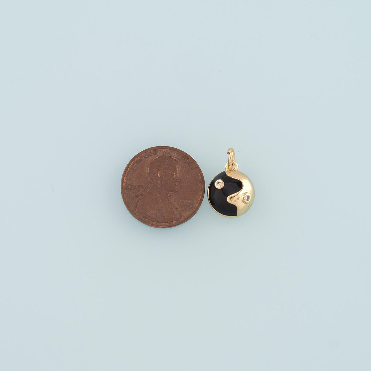 18K Gold Filled Yin Yang Pendant,Enamel Yin Yang Charm Bracelet Necklace for DIY Jewelry Making Supply