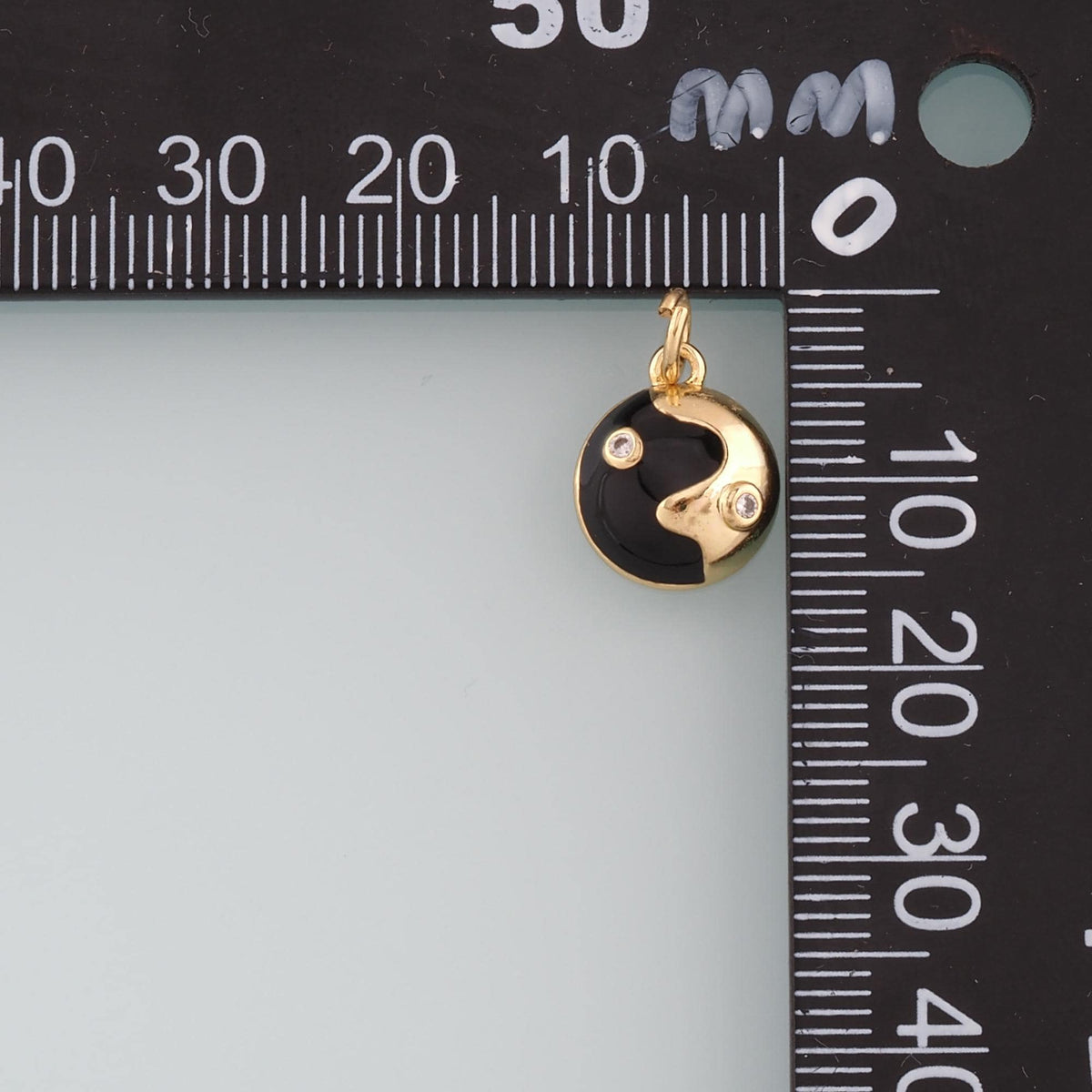 18K Gold Filled Yin Yang Pendant,Enamel Yin Yang Charm Bracelet Necklace for DIY Jewelry Making Supply