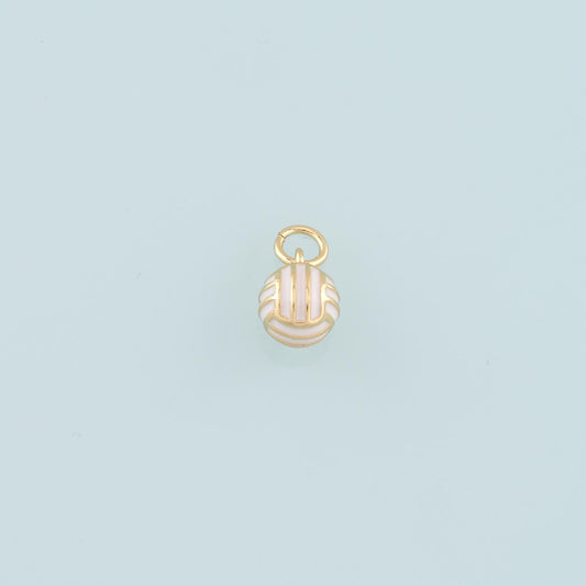 18K Gold Filled Volleyball Pendant,Enamel Volleyball Charm Bracelet Necklace for DIY Jewelry Making Supply