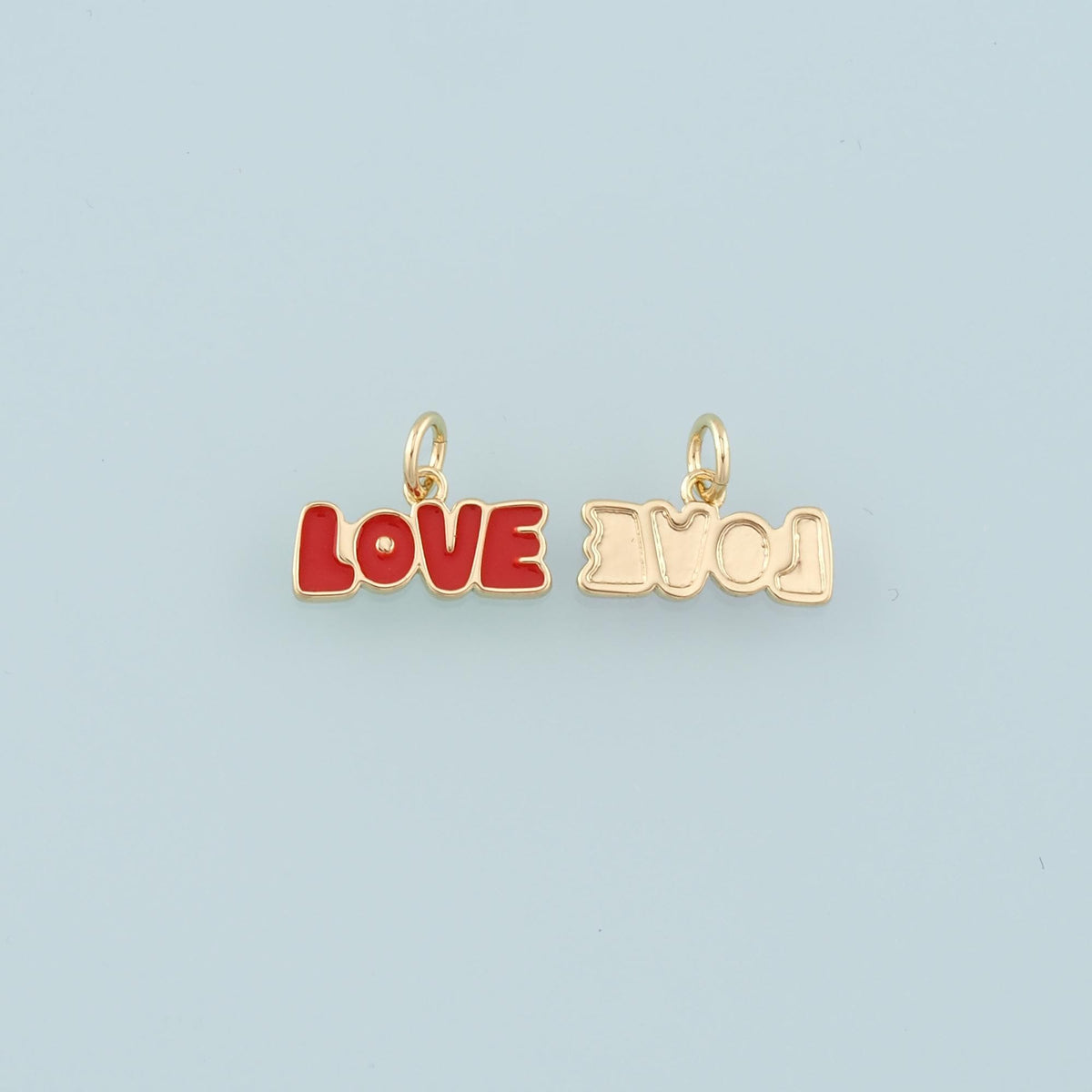 18K Gold Filled Love Pendant,Enamel Love Charm Bracelet Necklace for DIY Jewelry Making Supply