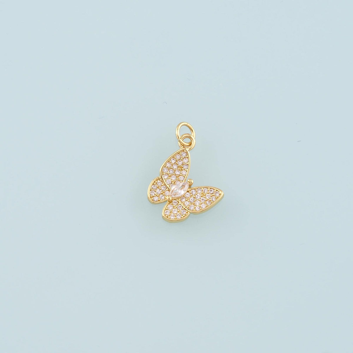 18K Gold Filled Butterfly Pendant,CZ Micro Pave Butterfly Charm Bracelet Necklace for DIY Jewelry Making Supply