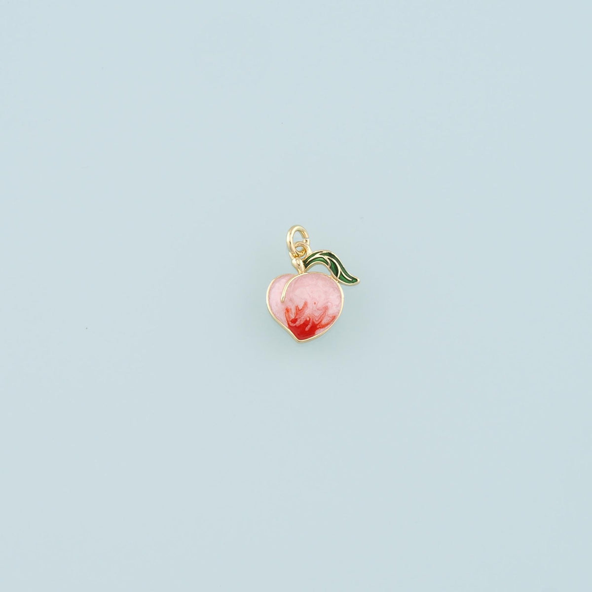 18K Gold Filled Peach Pendant,Enamel Fruit Charm Bracelet Necklace for DIY Jewelry Making Supply