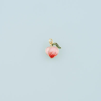 18K Gold Filled Peach Pendant,Enamel Fruit Charm Bracelet Necklace for DIY Jewelry Making Supply