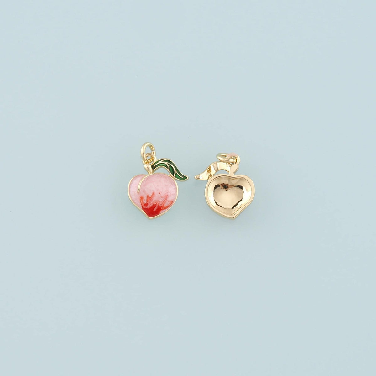 18K Gold Filled Peach Pendant,Enamel Fruit Charm Bracelet Necklace for DIY Jewelry Making Supply