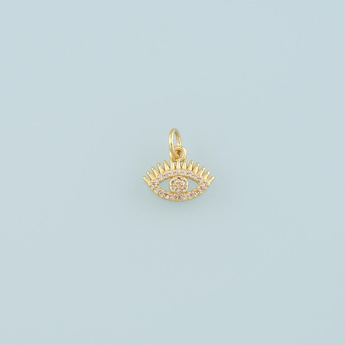 18K Gold Filled Evil Eye CZ Charm Pendant for Jewelry Making