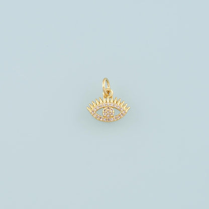 18K Gold Filled Evil Eye CZ Charm Pendant for Jewelry Making