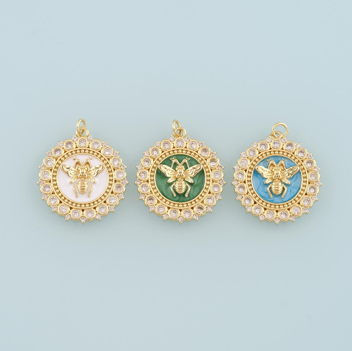 18K Gold Filled Bee Enamel Charm Pendant for Jewelry Making