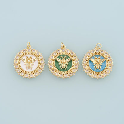 18K Gold Filled Bee Enamel Charm Pendant for Jewelry Making