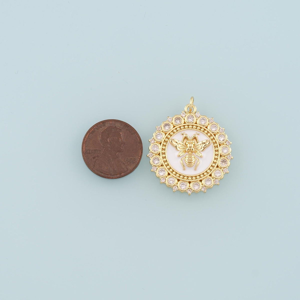 18K Gold Filled Bee Enamel Charm Pendant for Jewelry Making