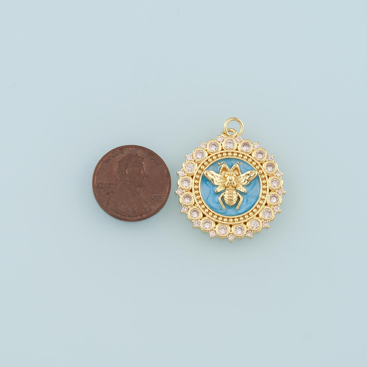 18K Gold Filled Bee Enamel Charm Pendant for Jewelry Making