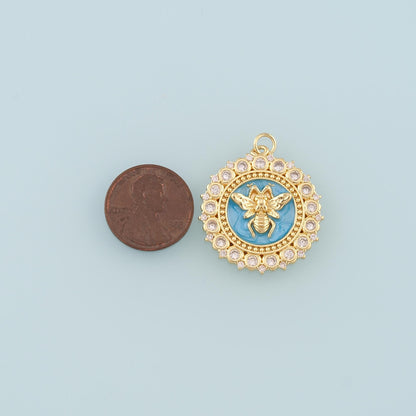18K Gold Filled Bee Enamel Charm Pendant for Jewelry Making