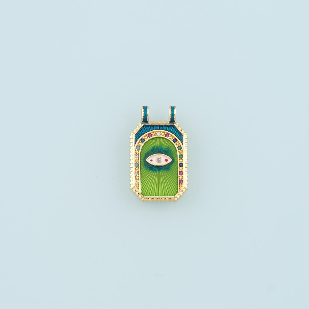 Gold Eye Charm,18K Gold Filled Rectangle Evil Eye Pendant,Enamel Evil Eye Charm Bracelet Necklace for DIY Jewelry Making Supp